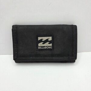 Billabong Wallet Trifold Canvas Black  Zipper Pocket Surf Skater Vintage